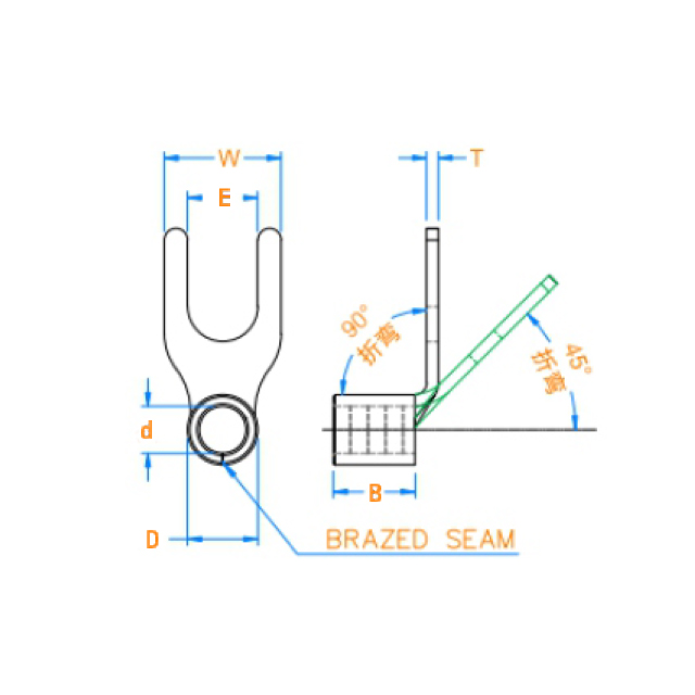 叉形裸端子（90D)