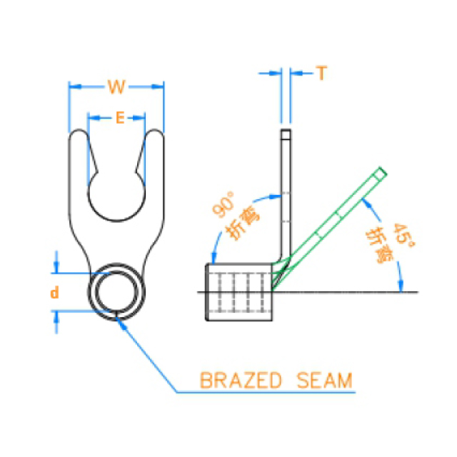 锁扣形裸端子（90D）